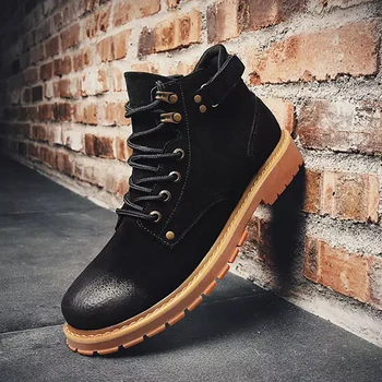 

2020 NEW desert genuine leather shoes smart casual of men martins High boots military uomo boots vintage fashion Rubber