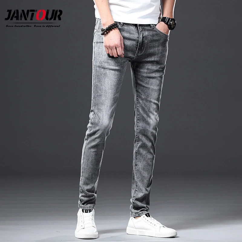 Jantour-pantalones vaqueros de algodón para hombre, Jeans ajustados elásticos de calidad a la moda, novedad de verano y primavera de 2021