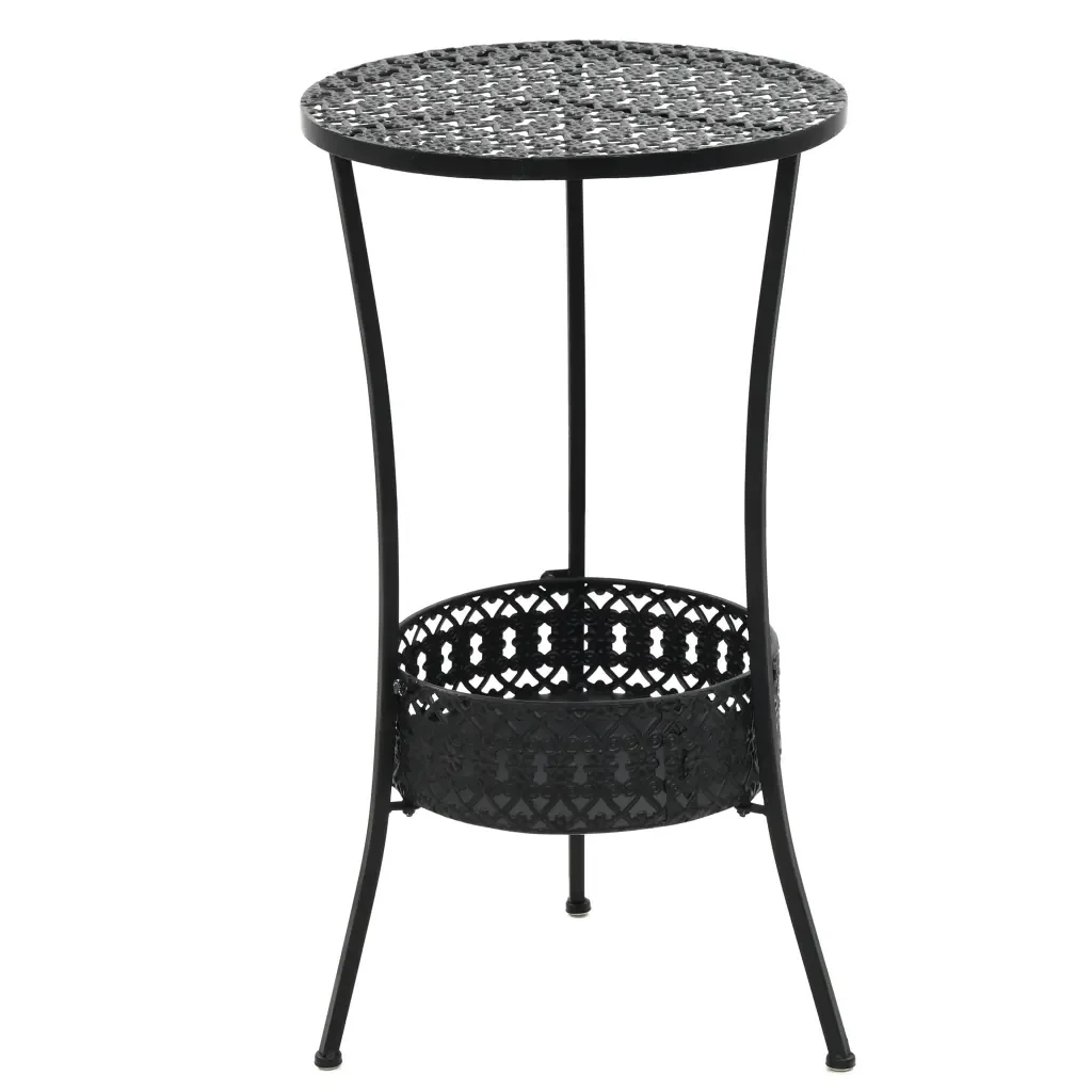 

Bistro Table Vintage Style Round Metal 40x70 cm Black Table Leisure Set Antique Look for Balcony Garden Patio Tables Outdoor