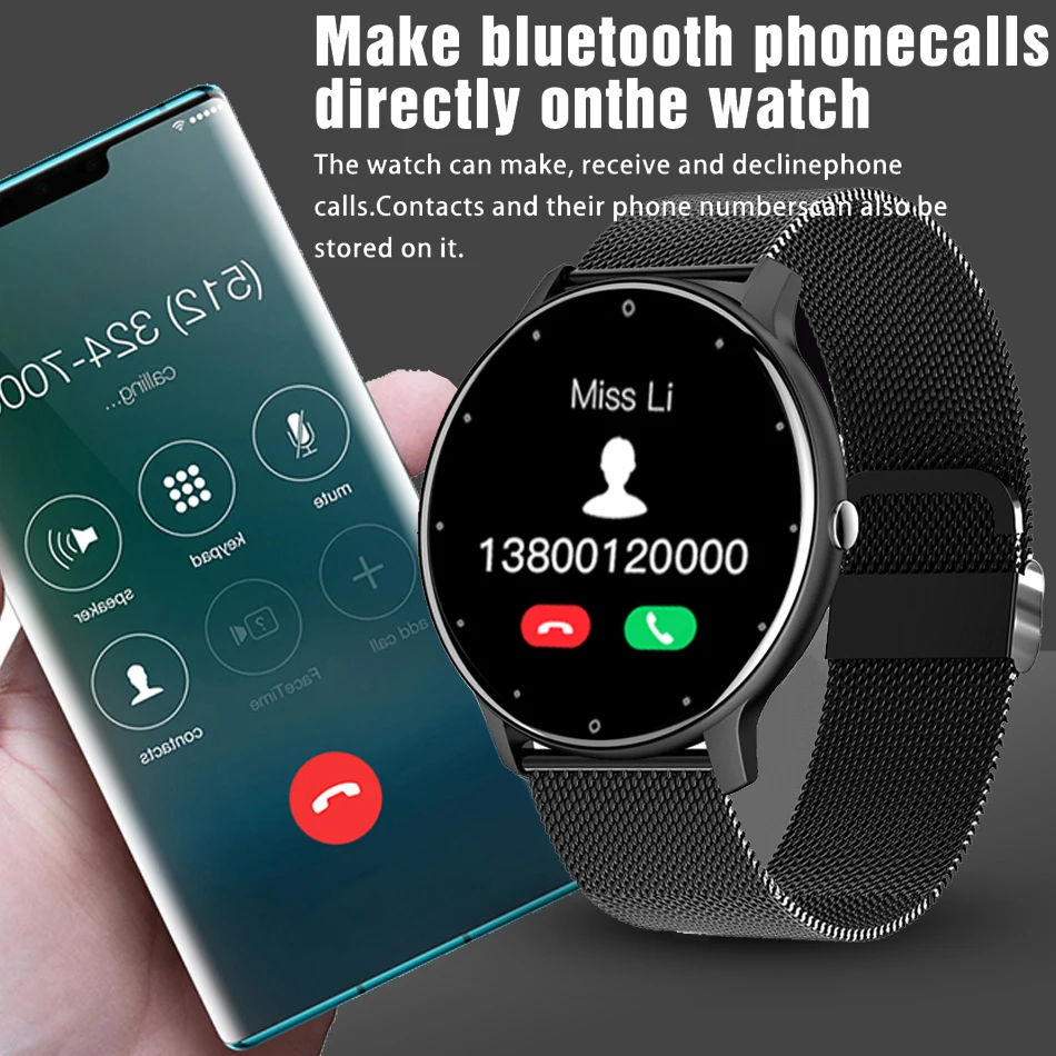 LIGE 2021 New Smart Watch Men Full Touch Screen Sport Fitness Watch Waterproof Bluetooth Call For Android ios smartwatch Men+box