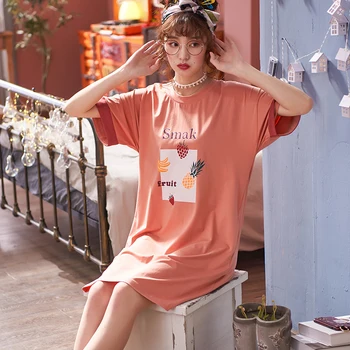 

Sleepshirts Women Print Cartoon Lovely Harajuku Ulzzang Simple Leisure Soft Student Womens Korean Style Daily Summer Half Sleeve