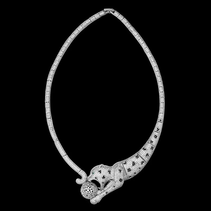 

Zlxgirl Classic leopard shape women's cooper wedding necklace accessories brand full mirco paved zirconia necklace bijoux gifts