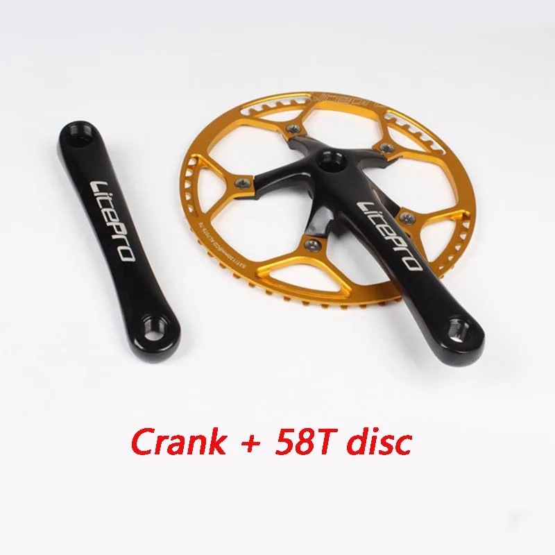 disc 58T gold Шатун Litepro для велосипеда, Интегрированный Одиночный шатун для велосипеда 45T 47T 53T 56T 58T BCD 130 мм, запчасти для велосипеда - Цвет: disc 58T gold