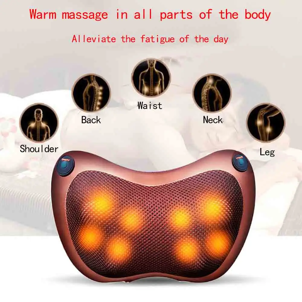 Relaxation Massage Pillow Car And Home  Electric Massager Shoulder Neck Infrared Heating Massage Relaxation Body Massageador