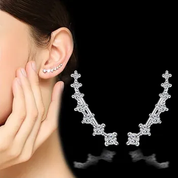 

PXCHZQ 925 Sterling Silver Stud Earrings High Quality Retro Simple Cubic Zirconia Seven Stars Pop Earring Jewelry
