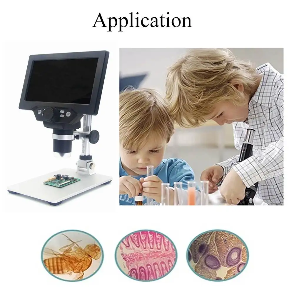 MUSTOOL G1200 Digital Microscope 12MP 7 Inch Large Color Screen Large Base LCD Display 1-1200X Continuous Amplification Magnifier with Aluminum Alloy Stand Power Supply Version