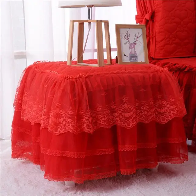 Romantic Lace Bedside Table Cover Quilted Dust Cover Bedroom
