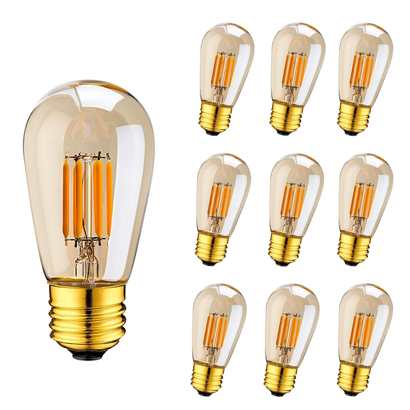 ST45 ST45G 3W Vintage LED Filament Bulb Dimmable Gold Tint Edison Pearl Lamp E26 E27 220V Decorative Home Lighting Pendant Light