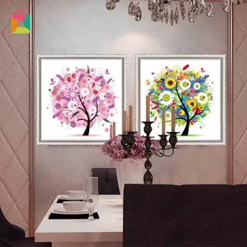 

Summer home decoration colorful tree cross stitch kit wall stickers bedroom wall decoration embroidery kit decoration Cozy