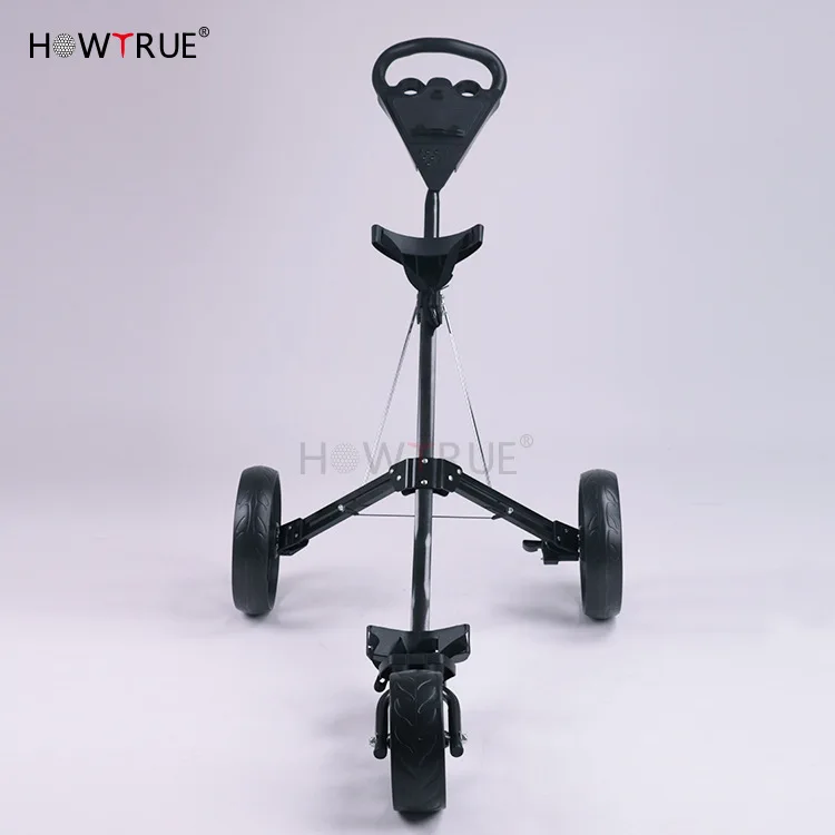 Lightweight Foldable Golf Cart with Adjustable Push Handle and Scorecard, Golf Push Cart 3 Wheel Collapsible Trolley