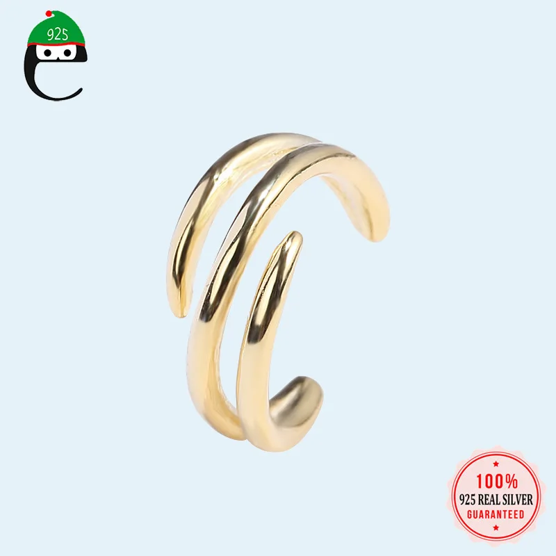 

ElfoPlataSi 925 Sterling Silver Gold Irregular Line Ear Cuff Clip on Earring For Girl Without Piercing Earing Jewelry DS1810