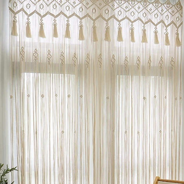 Cortina de macramé tejida para colgar en la pared, decoración Bohemia hecha  a mano para ventana, puerta, dormitorio, sala de estar y apartamento -  AliExpress