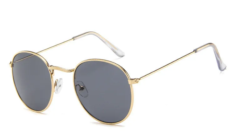 Классическая винтажная круглая рамка, солнцезащитные очки для мужчин и женщин, модные цветные, красочные дизайнерские металлические цветные солнечные очки, морские очки - Цвет линз: C3