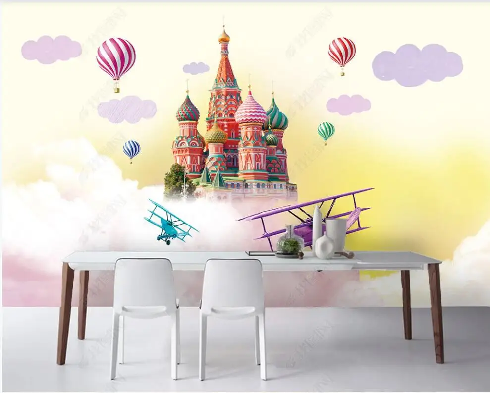 

Custom mural 3d photo wallpaper Children's room colorful castle balloon airplane home decor wallpaper for wall 3 d in rolls