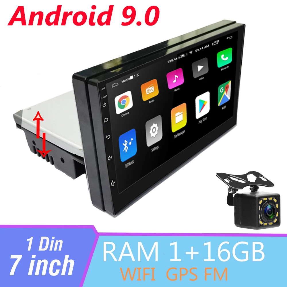 7-дюймовый Регулируемый автомобильный радиоприемник 1DIN с FM-радио Android 9 1
