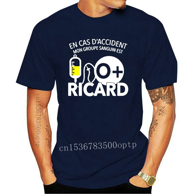 New En Cas D Accident Mon Groupe Sanguin Est O Ricard Round Neck Character Great T Shirt Kawaii Hiphop Tops Quirky Summer coat t | Мужская