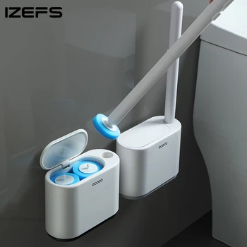 IZEFS Disposable Toilet Brush With Cleaning Liquid Wall-Mounted Cleaning Tool For Bathroom Replacement Brush Head Wc Accessories 1