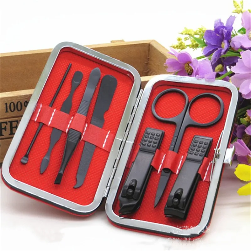 7PCS Red 7/8 шт./компл. маникюр кусачки для ногтей педикюр набор Портативный путешествия гигиенический набор Нержавеющая сталь резак набор инструментов - Цвет: 7PCS Red