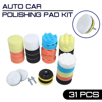 

31Pcs Buffing Pad Set Thread 80mm 3 Inch Auto Car Polishing Pad Kit for Drill Adaptor M10 Power Tools+Car Polisher