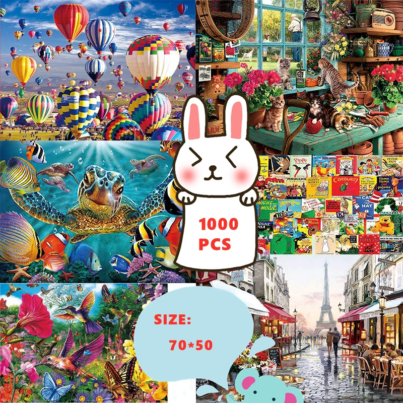 

1000 Pieces70*50cm with Storage Bag Jigsaw Montessori Parper Puzzles Educational Toys for Children