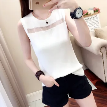 

2020 OHCLOTHING 9230 real photo New Style Lace sleeveless knitted T-shirt 28-1 floor, 4 rows and 1 shelf