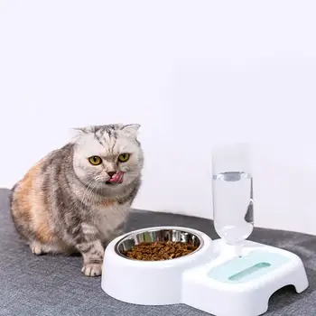 

HiMISS Double Feeder Automatic Water Drinking Pet Dog Cat Fountain And Food Feeder Bowls Design For Dogs Cats