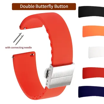 

Double Butterfly Button 18mm 20mm 22mm Universal Watch Band Quick Release Watchband Silicon Band Strap Wrist For Fossil Q tailor