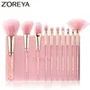 ZOREYA 10PCS Pink Crystal Foundation Makeup Brush Concealer Blusher Make Up Brush Set Super Soft Synthetic Hair Cosmetic Tools ► Photo 2/6