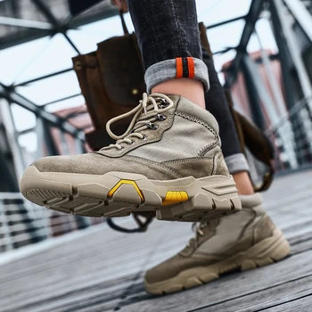 

Large size 39-48 High Quality Fashion Winter Men's Martin Boots Warm Working Boots Lace Up Men's Desert Boots Toe High Top Shoes