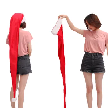 

New 1.5m Red Christmas Hat Long Tail Santa Claus Long Hats Plush Adult Cap Xmas Costume Christmas Decorations 2020 New Year