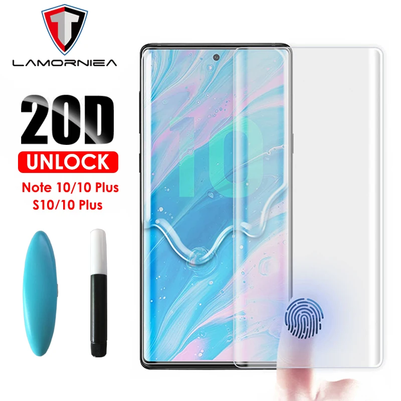 Защитное стекло 21D UV Note 10 Plus для Samsung Galaxy S8 S9 S10 5G 8 9 Full Glue + закаленное | Мобильные