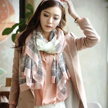 

Elegant Women's Long Print Cotton Scarf Ladies' Simple Large Silky Handkerchiefs