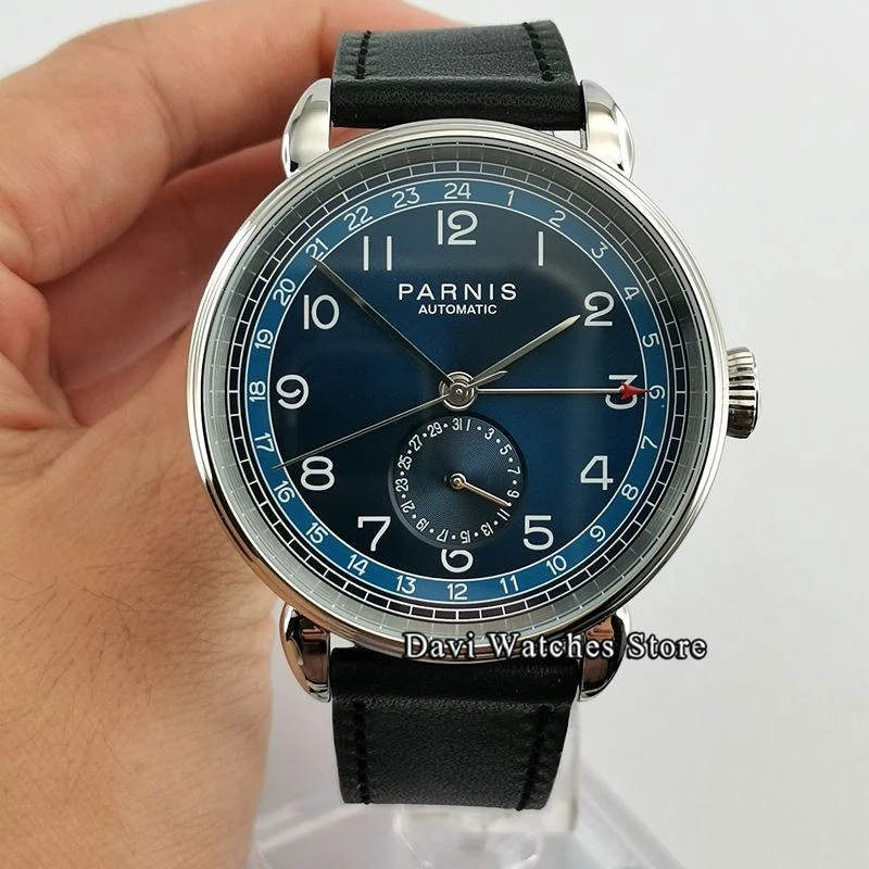 Parnis Watch Clock New 42mm Silver Case Blue Dial Date Gmt Automatic Mens  Watch|Mechanical Watches| - AliExpress