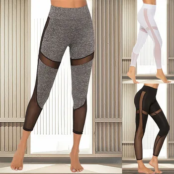 

Black Patchwork Mesh Leggings Women's Jeggings Legins Women Leggins Female Elastic Pant Capri Women Fitness Sportwear Leggings