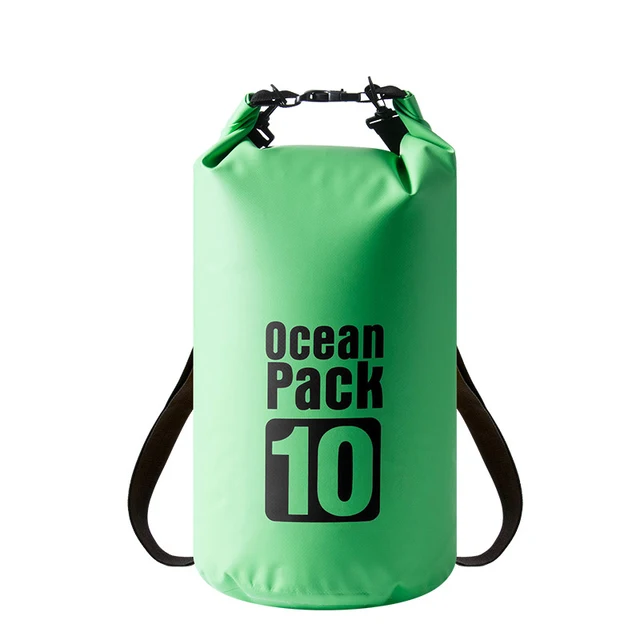 2L-30L Bucket Outdoors Waterproof Backpack Bag  Portable Rafting Diving Dry Bag Sack PVC Swimming Bags for River Trekking green