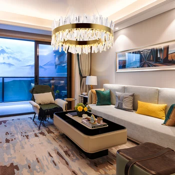 

Modern LED Chandelier for living Room Luxury Crystal Chandeliers Lighting Gold/Chrome Polished Steel Design Hanging lamp
