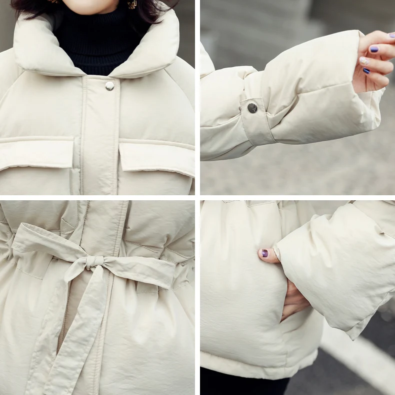 2026 New Winter Hooded Long Sleeve Solid Color Black Cotton-padded Warm Loose Big Size Jacket Women Parkas Fashion Outwear
