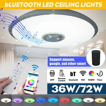 

36W/72W WIFI Music Led Ceiling Light Lamp RGB Flush Mount Round Music APP bluetooth Speaker Smart Ceiling Lamp+Remote Control