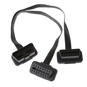 

1 Pc High Quality16 Pin OBD2 Male To Double Female Splitter Flat Thin Y Connector Extension Cable Auto Accessories