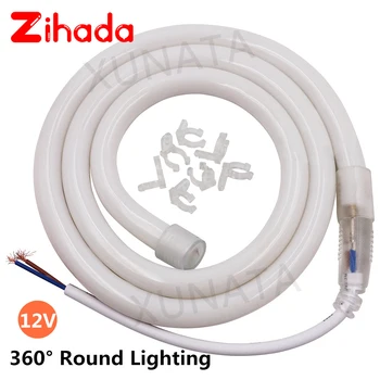 

12V LED Strip Light Round Neon Strip Tape SMD 2835 Flexible 360 Degree Neon Light with Connector Ice Blue / Pink / Red