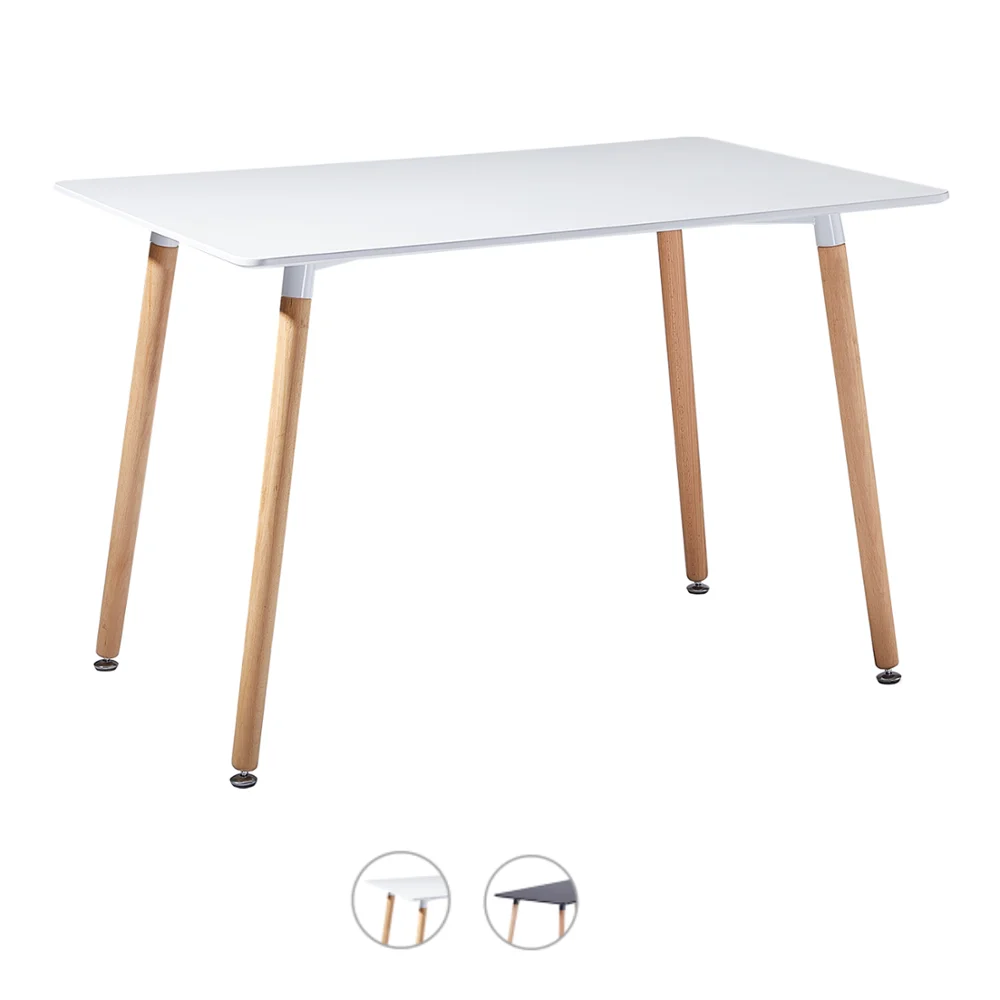 

EGGREE Rectangle Dining Table Kitchen Table with Solid Wooden Legs for Dining Room Living Room - White/Black, 110 x 70 x 73cm
