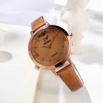 

New Style Women Watch Simple Ladies' Quartz Leather Watch Luxry Band Bark Thin Belt WristWatch Reloj Mujer WM1067