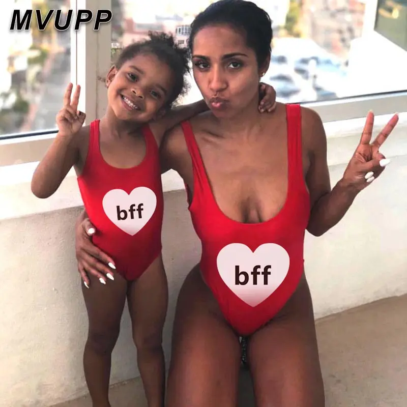 2020 купальник мама и я одежда модные Семейные купальники bff для мамы дочери летний