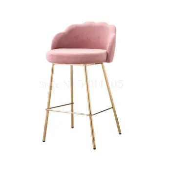 

80 Bar Chair Light Luxury Modern Simple Fabric Soft Bag Bar Chair High Stool American Restaurant Front Desk Chair Bar Chair Back