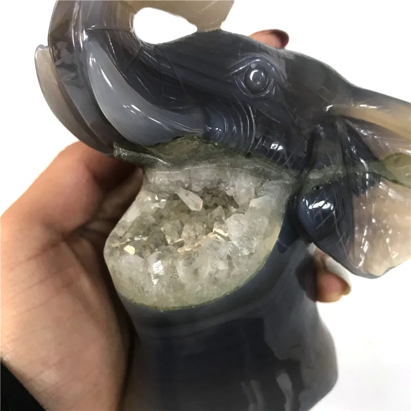 Натуральный кристалл кварца агат Geode Слон Форма полудрагоценный камень Скульптура Фэн-шуй фигурка целебная энергия камень декор коллекционная
