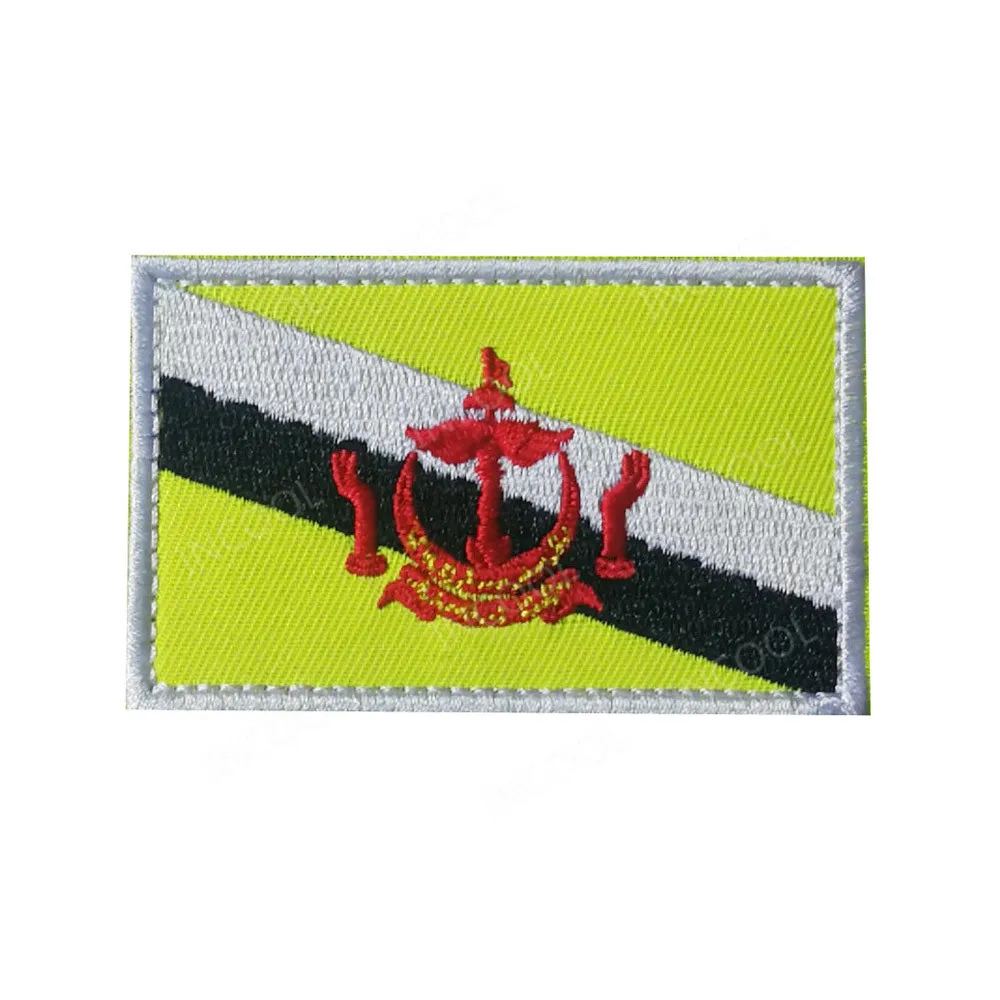 Brunei Flag Бруней, шрю-Ланка, Maldives Kazakhstan Nepal Palestine Kuwait Таиланд Малайзия Laos национальный флаг, вышитые нашивки, значки с флагом - Цвет: Brunei Flag