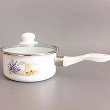 Эмаль одной ручкой маленький, для молока горшок плоский суп горшок утолщение индукционная плита Универсальный детский магазин мгновенная супница
