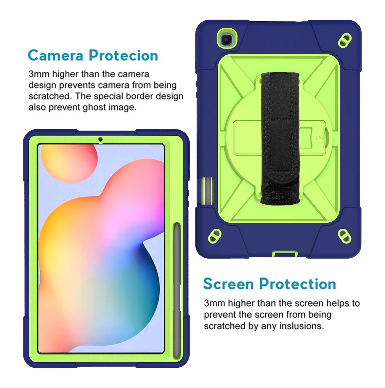 Kids Safe Case for Samsung Galaxy Tab S6 Lite 10.4''  Heavy Hard Rubber EVA Stand Case for SM-P610 P615 Tablet Cover with Strap
