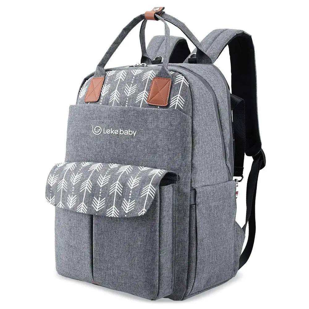 Lekebaby мумия пеленки сумка рюкзак с USB интерфейсом путешествия рюкзак - Цвет: gray