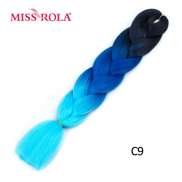 Miss Rola Synthetic Support Wholesale 100g 24 Inch Jumbo BraidsPink Green Yellow High Temperature Fiber Ombre Hair Extensions C9
